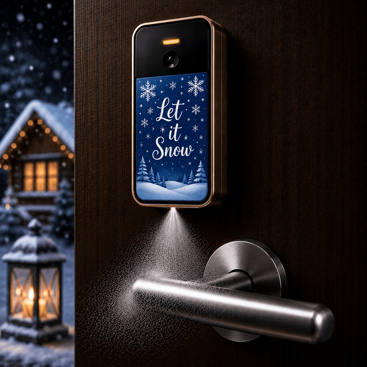 Let It Snow SaniSpray skin with snowflakes and winter artwork.
